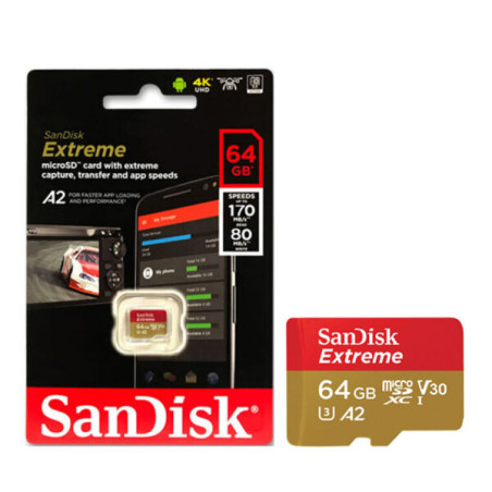 Tarjeta de memoria SanDisk Extreme con adaptador SD 64GB
